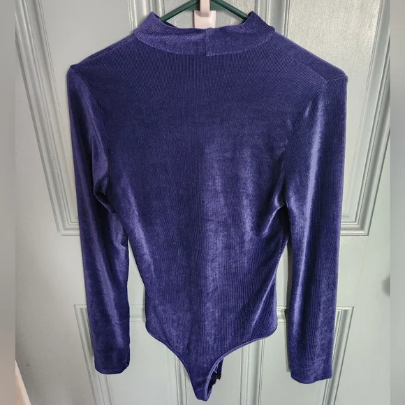 Fashion Nova Deep Blue V-Neck Bodysuit - Picture 2 of 3